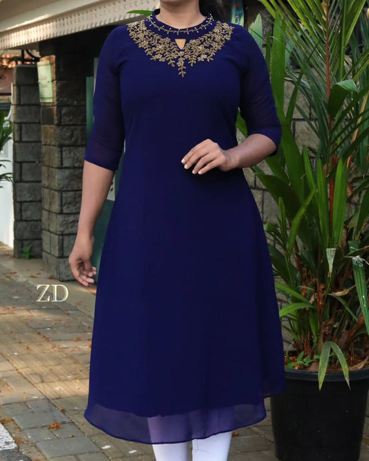 1. A Jewel Neck kurthis