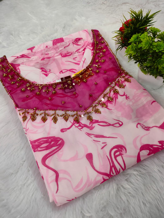 Transparent Jewel neck