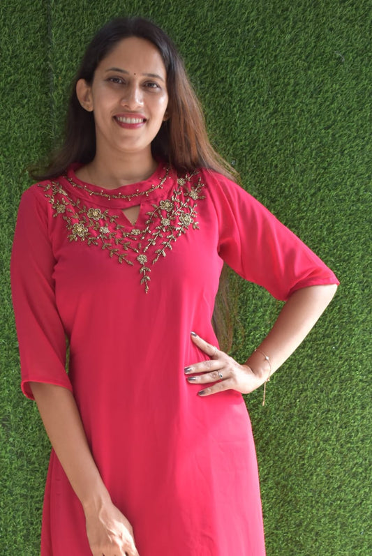 1. A Jewel neck kurthis